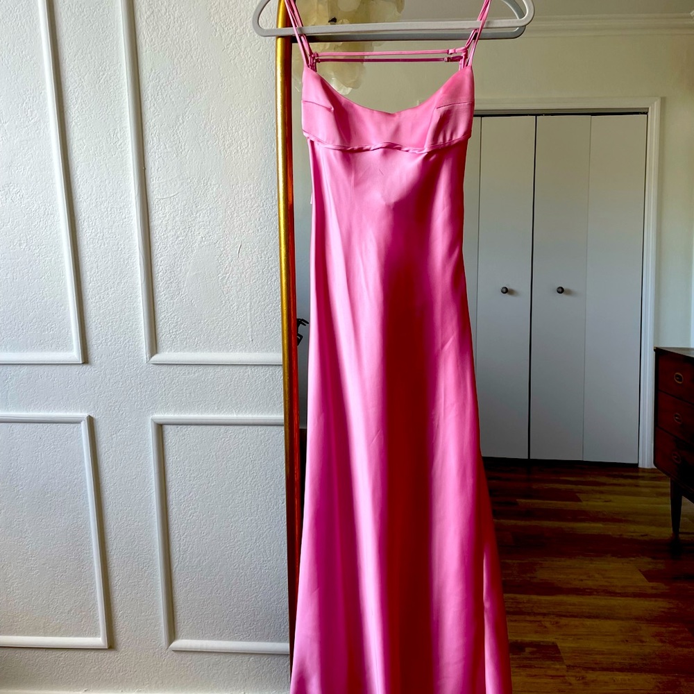 Zara satin Barbie pink maxi dress xs